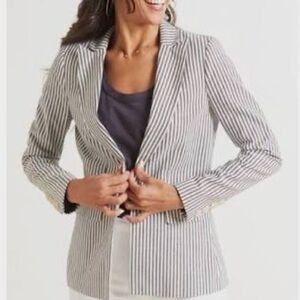 Evereve Black and White Striped Blazer